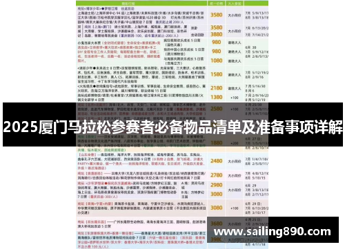 2025厦门马拉松参赛者必备物品清单及准备事项详解